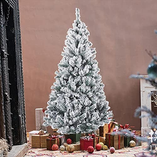 FWBNUIF 6FT Christmas Tree Artificial Snow - Pencil Christmas Tree Christmas Tree Artificial Pine Tree with Snow 750 Branch Tips Metal Foldable Stand Flocked Indoor Outdoor Decor